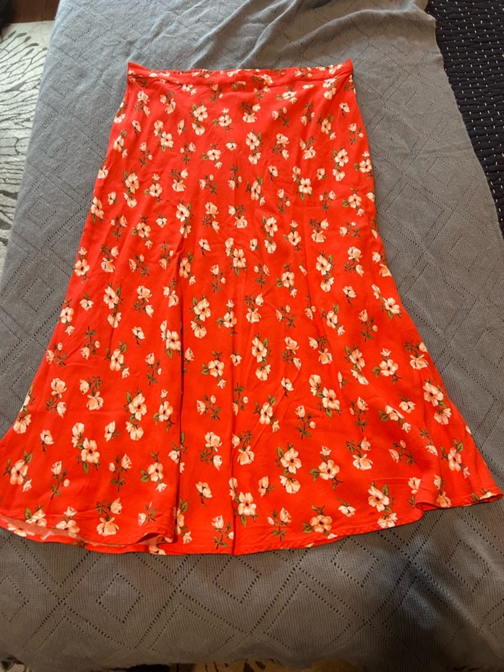 Old Navy Coral Red Floral A-Line Skirt